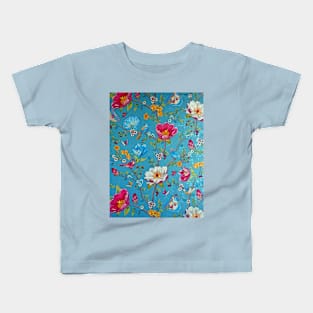 Blue Floral Poetry Kids T-Shirt